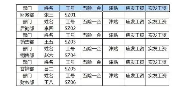 工資條的制作方法